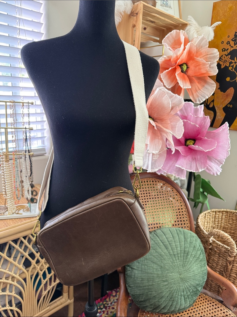 Madewell Suede Inset Edition Large Transport Camera Bag Preppy Crossbody Purse - Picture 2 of 5
